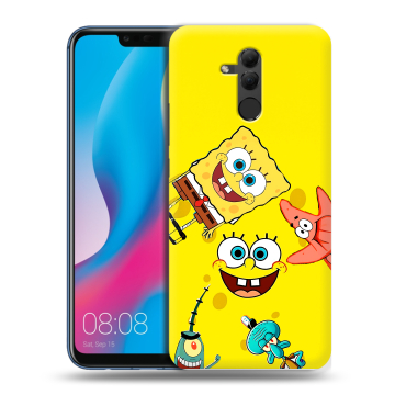 Силиконовый противоударный чехол на Huawei Mate 20 Lite с принтом Спанч боб Спанчбоб
