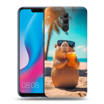 Силиконовый противоударный чехол на Huawei Mate 20 Lite с принтом Капибара Силиконовый противоударный чехол на Huawei Mate 20 Lite с принтом Капибара