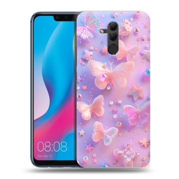 Силиконовый противоударный чехол на Huawei Mate 20 Lite с принтом Бабочки Силиконовый противоударный чехол на Huawei Mate 20 Lite с принтом Бабочки