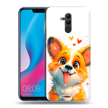 Силиконовый противоударный чехол на Huawei Mate 20 Lite с принтом корги Силиконовый противоударный чехол на Huawei Mate 20 Lite с принтом корги