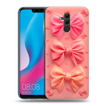 Силиконовый противоударный чехол на Huawei Mate 20 Lite с принтом Розовые бантики Силиконовый противоударный чехол на Huawei Mate 20 Lite с принтом Розовые бантики