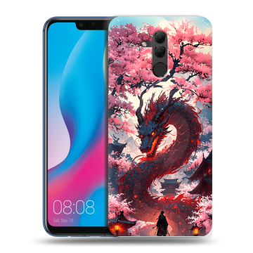 Силиконовый противоударный чехол на Huawei Mate 20 Lite с принтом Дракон Японский