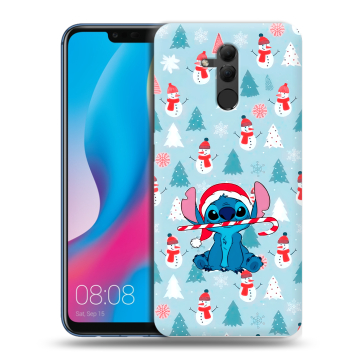 Силиконовый противоударный чехол на Huawei Mate 20 Lite с принтом Стич Новый год Силиконовый противоударный чехол на Huawei Mate 20 Lite с принтом Стич Новый год