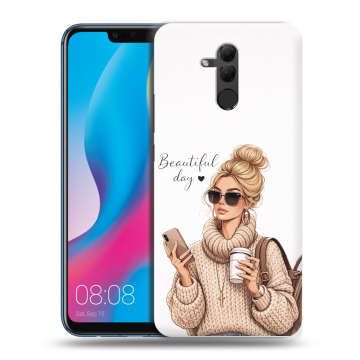 Силиконовый противоударный чехол на Huawei Mate 20 Lite с принтом женский