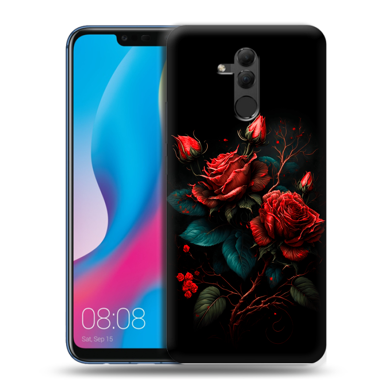 Силиконовый противоударный чехол на Huawei Mate 20 Lite с принтом Розы красные Силиконовый противоударный чехол на Huawei Mate 20 Lite с принтом Розы красные