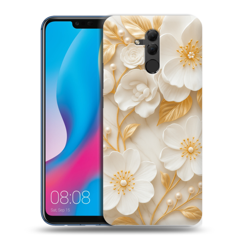 Силиконовый противоударный чехол на Huawei Mate 20 Lite с принтом Цветы Силиконовый противоударный чехол на Huawei Mate 20 Lite с принтом Цветы