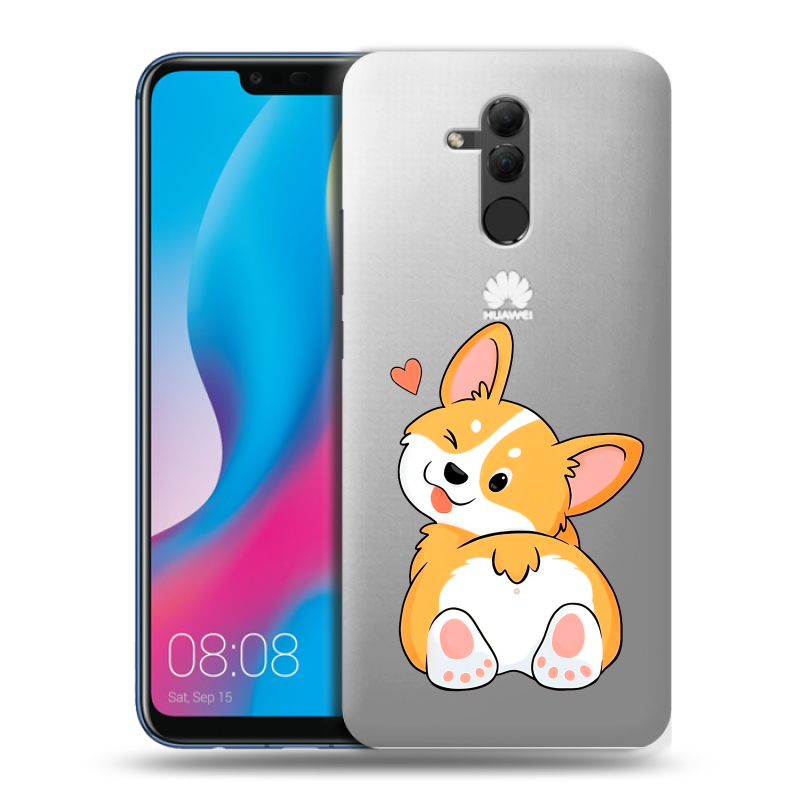 Силиконовый противоударный чехол на Huawei Mate 20 Lite с принтом Корги Силиконовый противоударный чехол на Huawei Mate 20 Lite с принтом Корги
