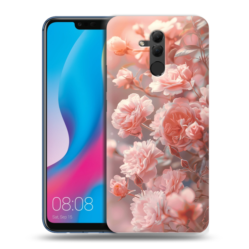 Силиконовый противоударный чехол на Huawei Mate 20 Lite с принтом Розовые розы Силиконовый противоударный чехол на Huawei Mate 20 Lite с принтом Розовые розы