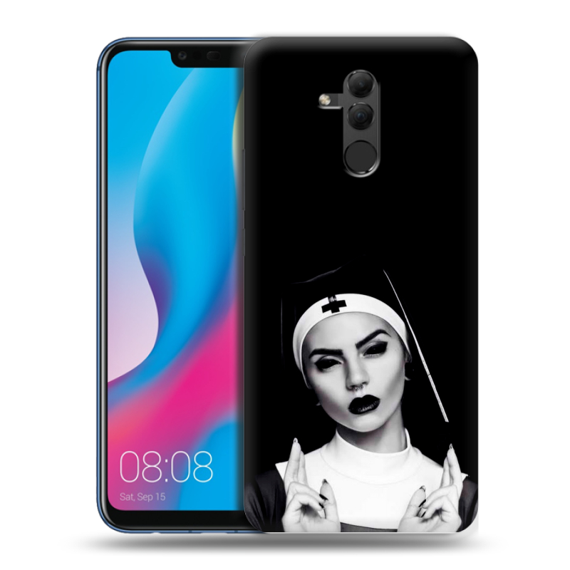 Силиконовый противоударный чехол на Huawei Mate 20 Lite с принтом монашка Силиконовый противоударный чехол на Huawei Mate 20 Lite с принтом монашка