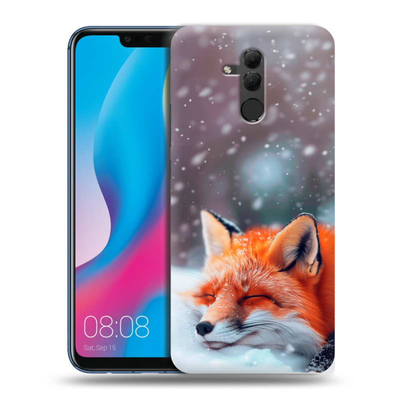 Силиконовый противоударный чехол на Huawei Mate 20 Lite с принтом лиса Силиконовый противоударный чехол на Huawei Mate 20 Lite с принтом лиса