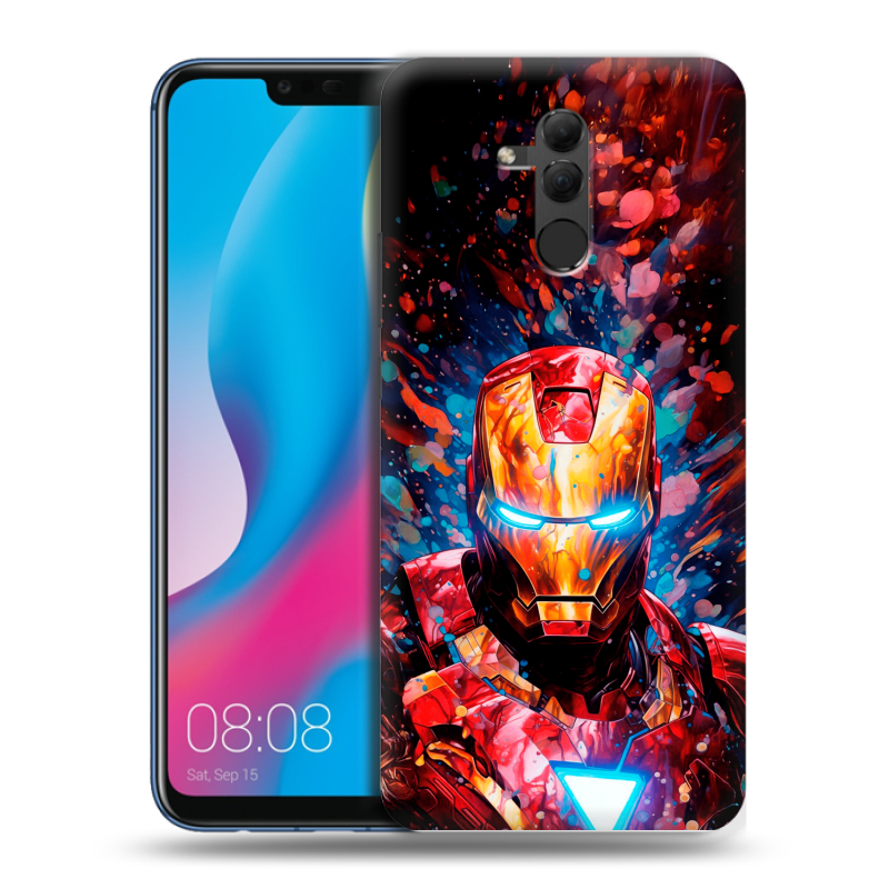 Силиконовый противоударный чехол на Huawei Mate 20 Lite с принтом Железный человек Ironman Силиконовый противоударный чехол на Huawei Mate 20 Lite с принтом Железный человек Ironman