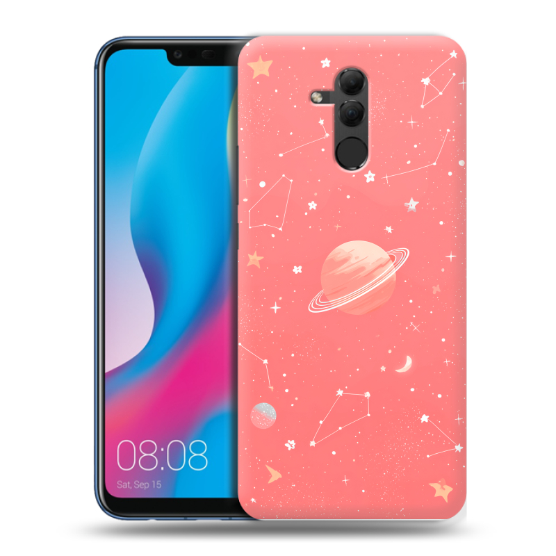 Силиконовый противоударный чехол на Huawei Mate 20 Lite с принтом Розовый космос Силиконовый противоударный чехол на Huawei Mate 20 Lite с принтом Розовый космос