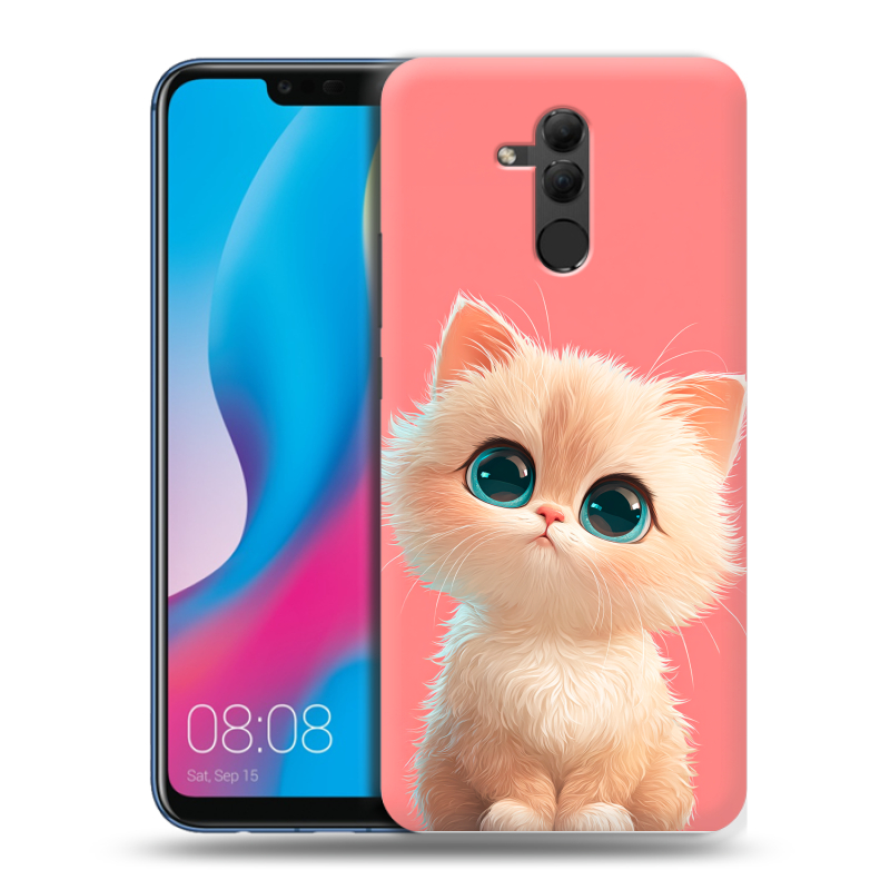 Силиконовый противоударный чехол на Huawei Mate 20 Lite с принтом Розовый котенок Силиконовый противоударный чехол на Huawei Mate 20 Lite с принтом Розовый котенок