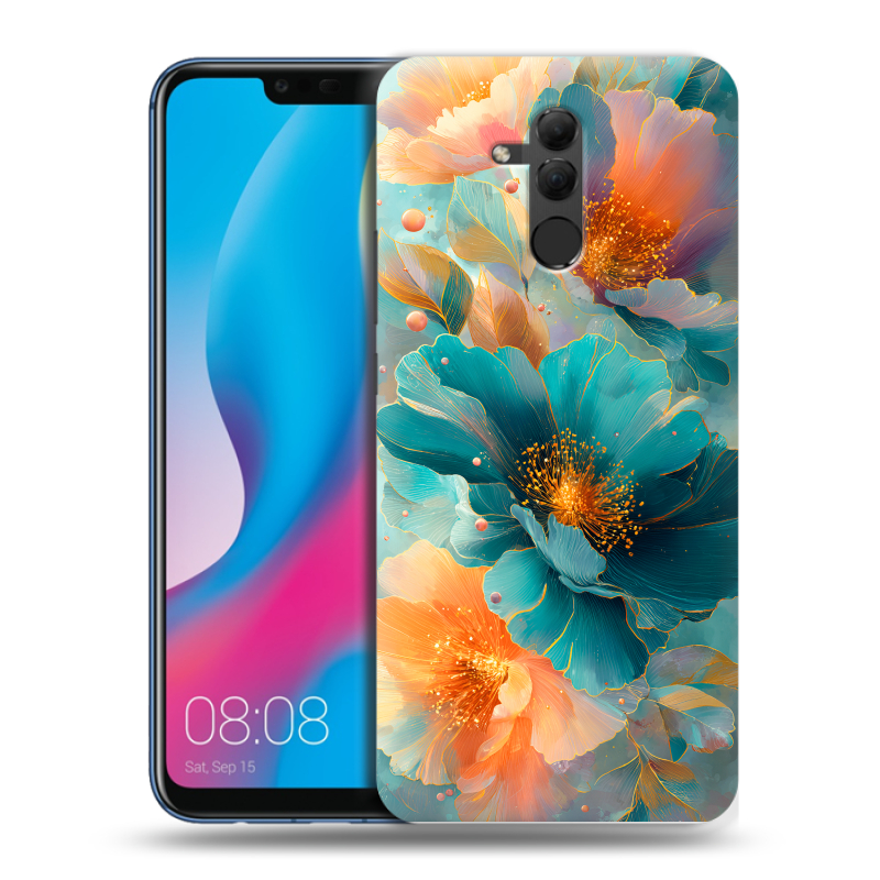 Силиконовый противоударный чехол на Huawei Mate 20 Lite с принтом Цветы Силиконовый противоударный чехол на Huawei Mate 20 Lite с принтом Цветы