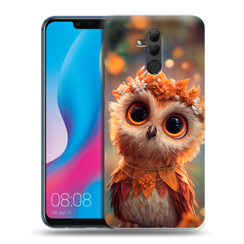 Силиконовый противоударный чехол на Huawei Mate 20 Lite с принтом Милая сова Силиконовый противоударный чехол на Huawei Mate 20 Lite с принтом Милая сова