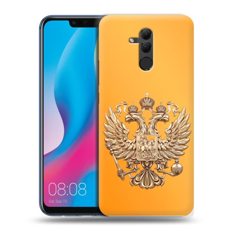 Силиконовый противоударный чехол на Huawei Mate 20 Lite с принтом Герб Флаг России Силиконовый противоударный чехол на Huawei Mate 20 Lite с принтом Герб Флаг России