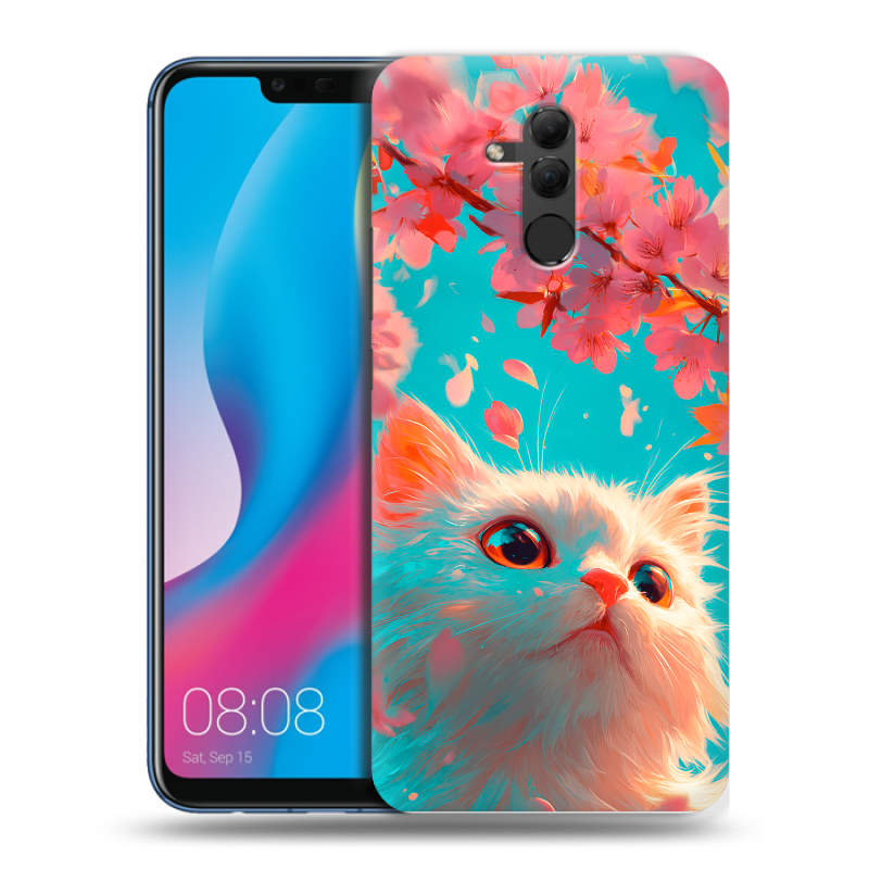 Силиконовый противоударный чехол на Huawei Mate 20 Lite с принтом Красивый кот Силиконовый противоударный чехол на Huawei Mate 20 Lite с принтом Красивый кот