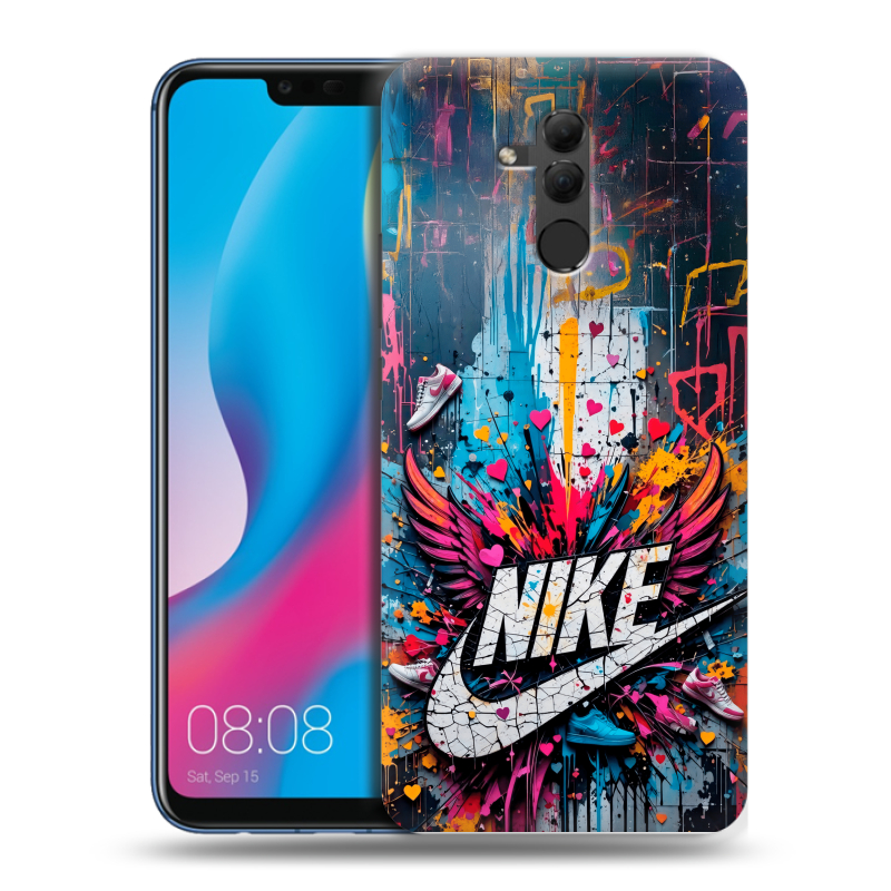 Силиконовый противоударный чехол на Huawei Mate 20 Lite с принтом Nike Найк Силиконовый противоударный чехол на Huawei Mate 20 Lite с принтом Nike Найк