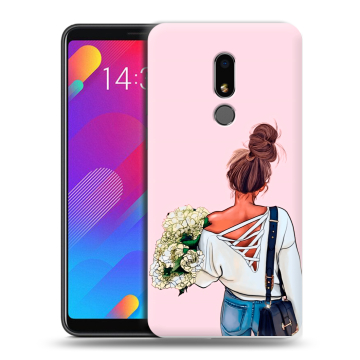 Пластиковый чехол на Meizu M8 Lite с принтом Девушка и букет