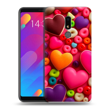 Пластиковый чехол на Meizu M8 Lite с принтом Сердечки