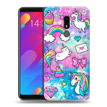 Пластиковый чехол на Meizu M8 Lite с принтом Единороги Пластиковый чехол на Meizu M8 Lite с принтом Единороги