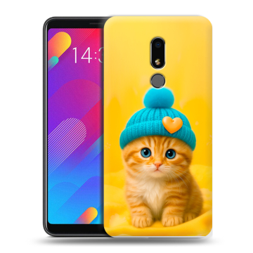 Пластиковый чехол на Meizu M8 Lite с принтом Котенок в шапке