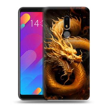 Пластиковый чехол на Meizu M8 Lite с принтом Золотой дракон