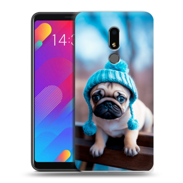 Пластиковый чехол на Meizu M8 Lite с принтом Мопс в шапке