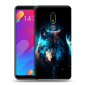 Пластиковый чехол на Meizu M8 Lite с принтом Волк ночной Пластиковый чехол на Meizu M8 Lite с принтом Волк ночной