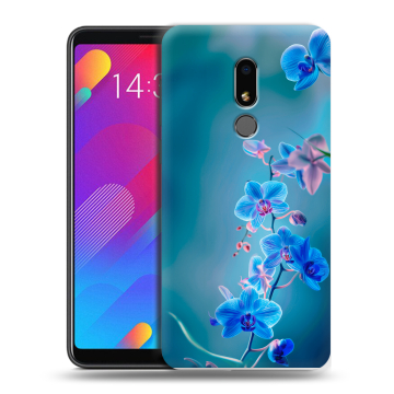 Пластиковый чехол на Meizu M8 Lite с принтом Голубые цветы