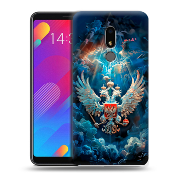 Пластиковый чехол на Meizu M8 Lite с принтом Герб флаг России