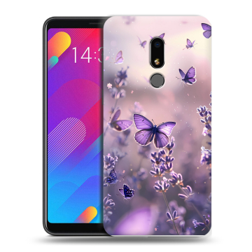 Пластиковый чехол на Meizu M8 Lite с принтом бабочки и лаванда Пластиковый чехол на Meizu M8 Lite с принтом бабочки и лаванда