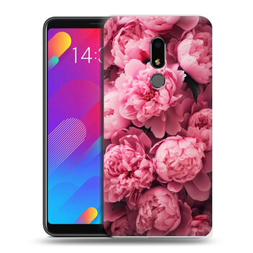 Пластиковый чехол на Meizu M8 Lite с принтом цветы пионы