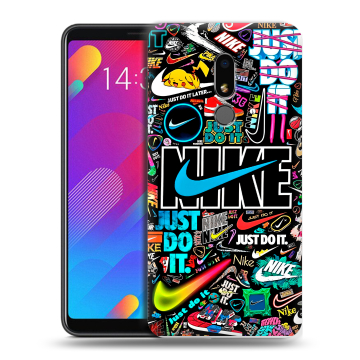 Пластиковый чехол на Meizu M8 Lite с принтом найк nike черный