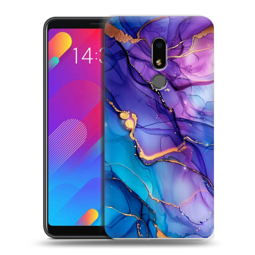 Пластиковый чехол на Meizu M8 Lite с принтом синий мрамор