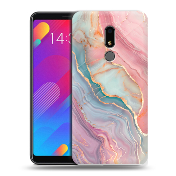 Пластиковый чехол на Meizu M8 Lite с принтом розовый мрамор