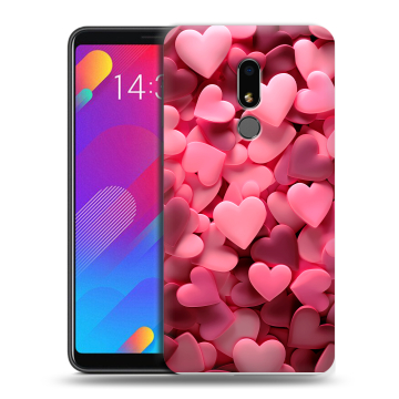 Пластиковый чехол на Meizu M8 Lite с принтом розовые сердечки