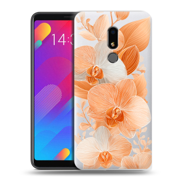 Пластиковый чехол на Meizu M8 Lite с принтом Бежевые цветы