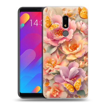 Пластиковый чехол на Meizu M8 Lite с принтом Цветы и бабочки