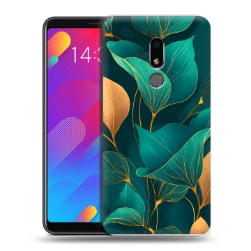 Пластиковый чехол на Meizu M8 Lite с принтом Листья и золото