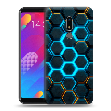 Пластиковый чехол на Meizu M8 Lite с принтом Неоновые соты