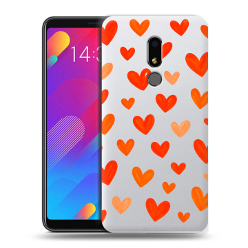 Пластиковый чехол на Meizu M8 Lite с принтом Сердечки