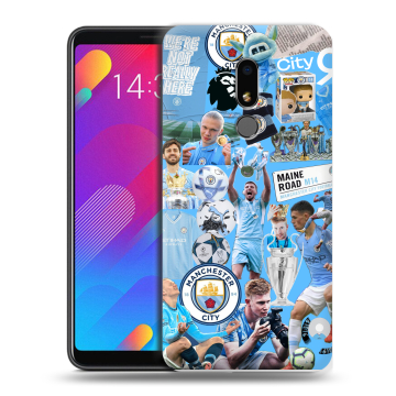 Пластиковый чехол на Meizu M8 Lite с принтом Man City Манчестер Сити