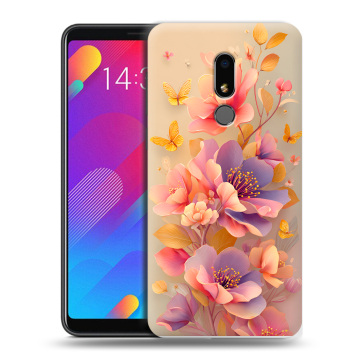 Пластиковый чехол на Meizu M8 Lite с принтом Цветы и бабочки
