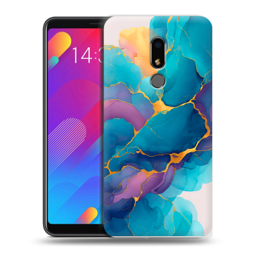 Пластиковый чехол на Meizu M8 Lite с принтом Мрамор блестки