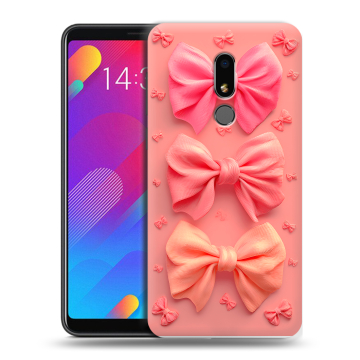 Пластиковый чехол на Meizu M8 Lite с принтом Розовые бантики
