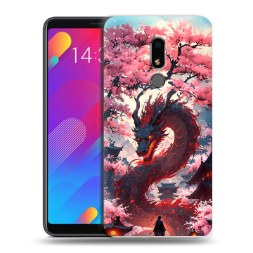 Пластиковый чехол на Meizu M8 Lite с принтом Дракон Японский