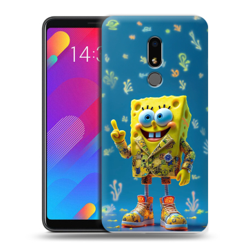 Пластиковый чехол на Meizu M8 Lite с принтом Спанч боб Спанчбоб