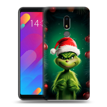 Пластиковый чехол на Meizu M8 Lite с принтом Гринч Новый год Рождество