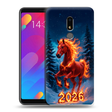 Пластиковый чехол на Meizu M8 Lite с принтом Новый год коня